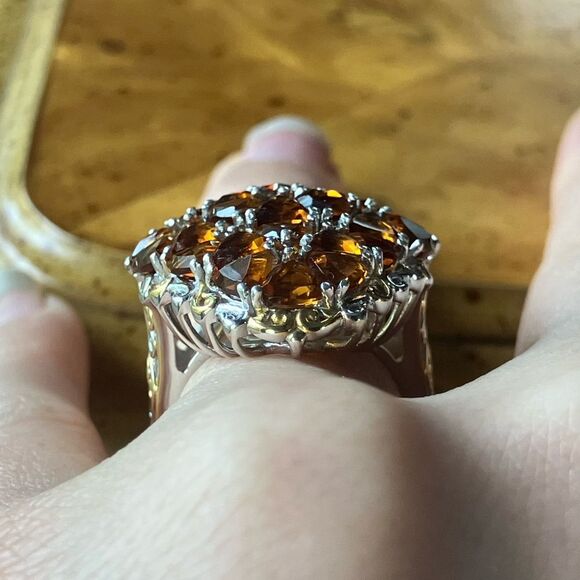 Natural Santa Ana Madeira Citrine Sterling Silver Cocktail Ring Size 6.75 - Picture 2 of 8